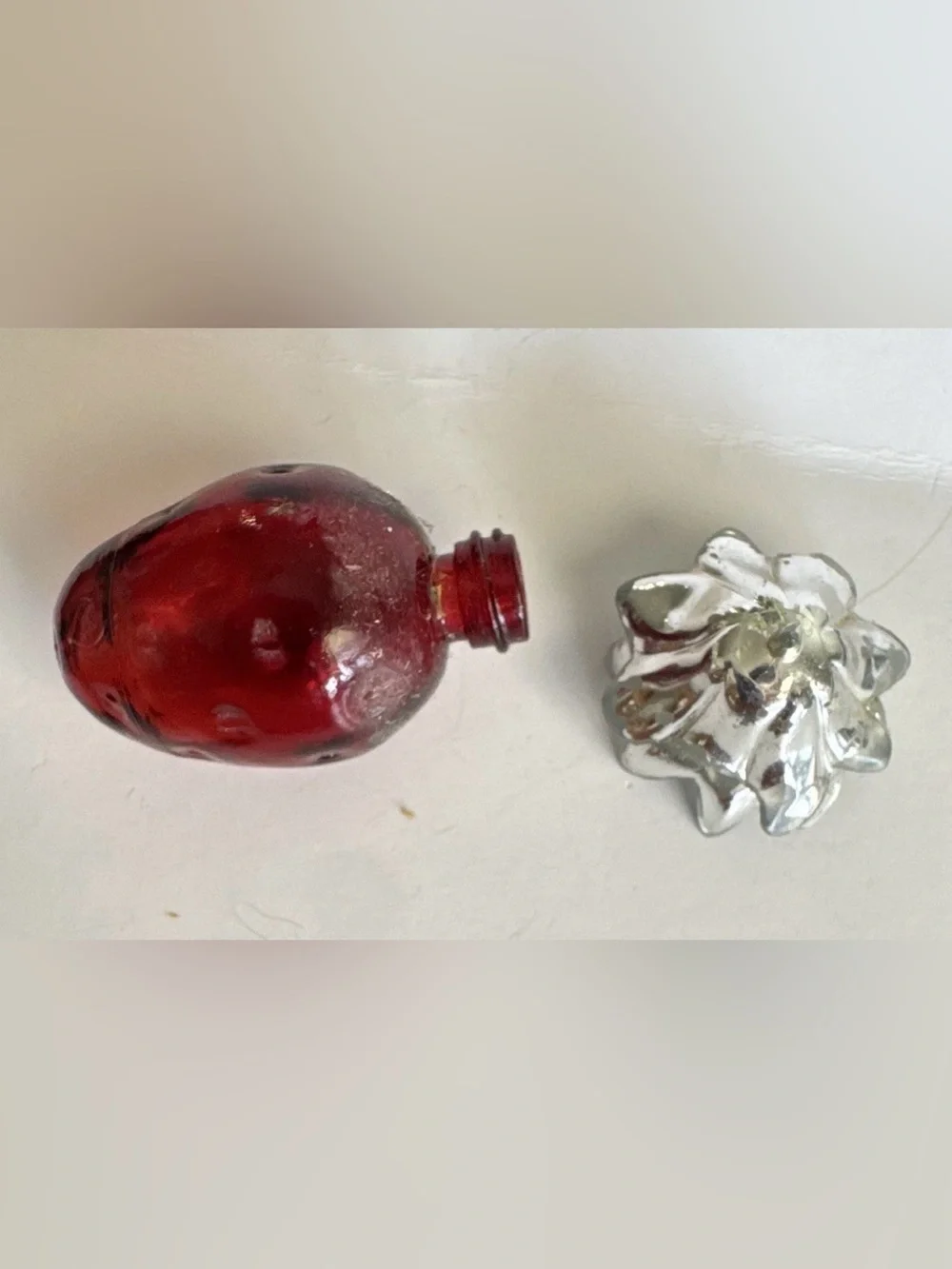 Vintage 1974 Avon Strawberry Fair Red Glass Mini Perfume Bottle Silver Cap